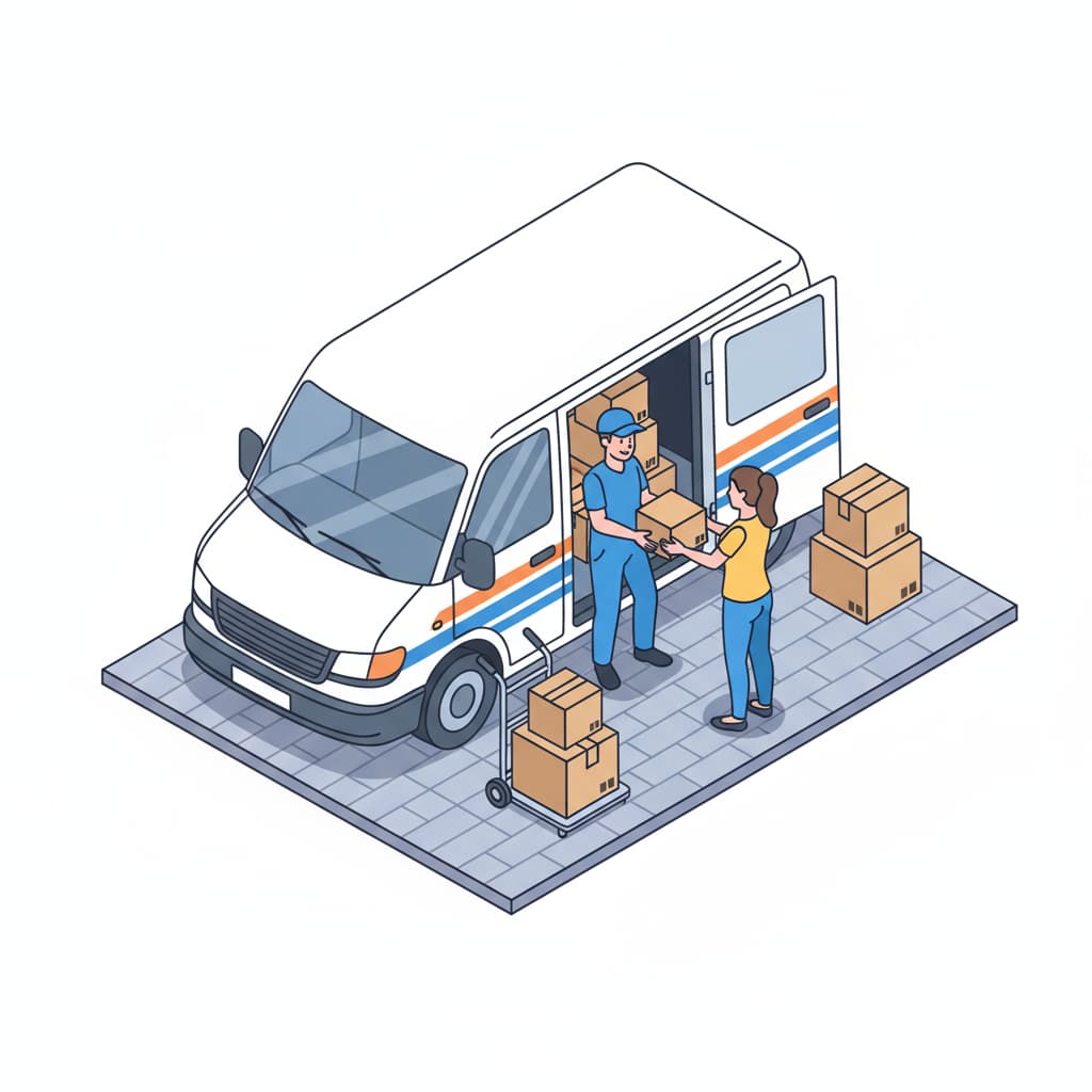 New Dawn Movers pickup crew loading a sofa for delivery